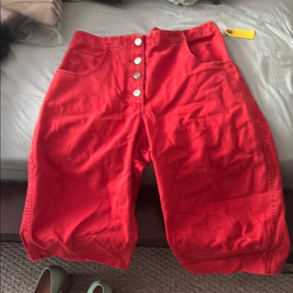 Rachel Comey Red Button-Up sample sale shorts fits like a size 2 - one of a kind